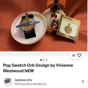 Vivienne Westwood Orange and Blue Brooch Celestial Design